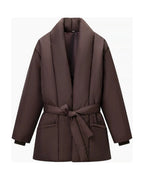 Shawl-Collar Wrap Puffer Jacket product photo