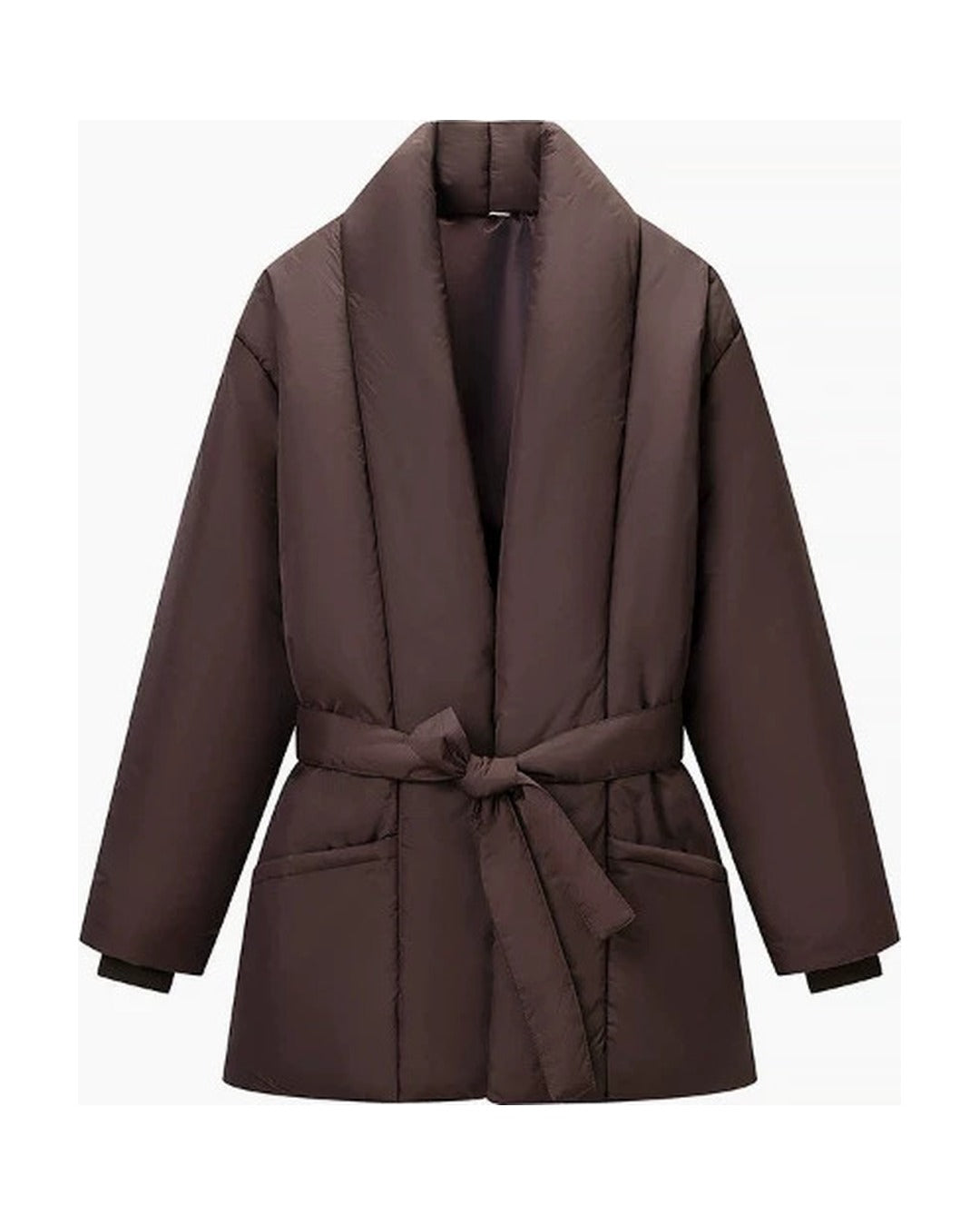 Shawl-Collar Wrap Puffer Jacket product photo