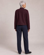 Military Cropped Jacket with Gold Buttons worn by a model, back view