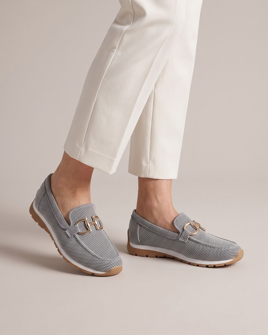 Buckle Loafer Trainer in Grey, worn