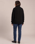 Vintage High-Neck Button Cardigan worn by a model, back view