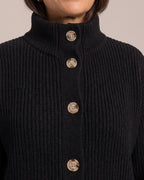 Vintage High-Neck Button Cardigan close-up detail